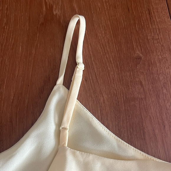 Design Lab Crepe Spaghetti Strap Cami, Ruffle Front & V-Back, Pale yellow, Sz S - Picture 8 of 13
